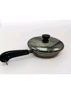 Vtg Revere Ware 8 Inch Skillet Frying Pan & Lid Copper Bottom USA,